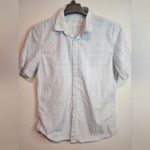 Calvin Klein Men's Light Blue Plaid Shirt